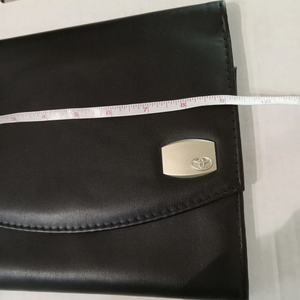 Toyota Black Faux Leather Owner Manual Case Document Organizer Magnetic Closure